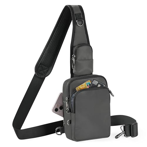 Tibroni Anti Diebstahl Umhängetasche Chest Crossbody Bag Brusttasche Herren Damen Schultertasche Wasserdicht Sling Bag Tasche Klein Handtasche mit Reißverschluss Lock und RFID-Blockierung von Tibroni