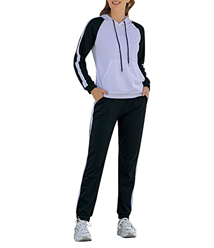 Ticioeke Jogginganzug Damen Trainingsanzug Set Sportanzug Freizeitanzug Hausanzug Hoodie Langarm Kapuzenpullover mit Taschen Streifen jogginghose für Sport Fitness Freizeit Zweiteiler Anzug Frauen von Ticioeke