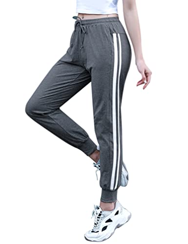 Ticioeke Jogginghose Damen Lang Trainingshose Baumwolle Sporthose Sommer Running Gym Freizeit Hose für Frauen,Dunkelgrau,S von Ticioeke