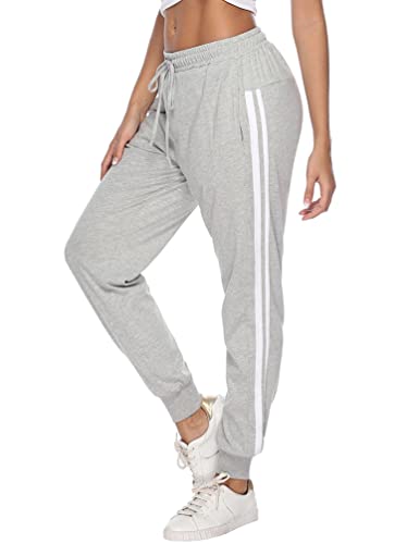 Ticioeke Jogginghose Damen Lang Trainingshose Baumwolle Sporthose Sommer Running Gym Freizeit Hose für Frauen,Grau,XL von Ticioeke