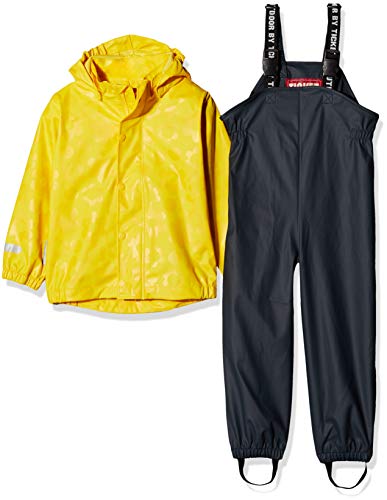 Ticket to Heaven Mädchen PU Regenanzug 2tlg. m. abnehmb. Kapuze Allover Schneeanzug, Gelb (Vibrant Yellow|Yellow 4070), (Herstellergröße: 128) von Ticket to Heaven