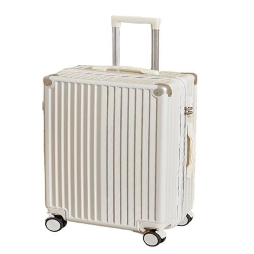 TidTop Reisekoffer Herren-Koffer-Trolley, Robuster Und Langlebiger Universal-Passwortkasten Mit Rad, Koffer, Lederkoffer Trolley (Color : White, Size : A) von TidTop