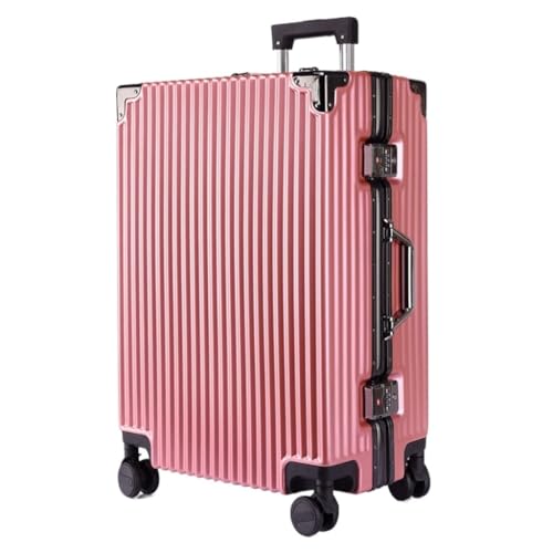 TidTop Reisekoffer Herren- Und Damen-Aluminiumrahmen-Koffer, Trolley-Koffer, Boarding-Koffer, Geräuschlos, Universal-Rad, Passwort-Box Trolley (Color : Pink, Size : A) von TidTop