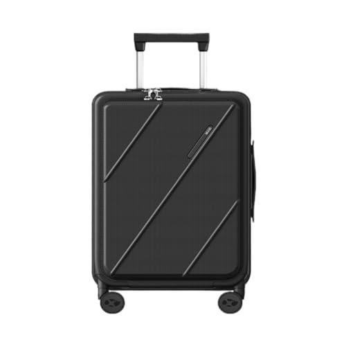 TidTop Reisekoffer Herren- Und Damenkoffer, Zugstangenverlängerung, Verschleißfester Einfarbiger Koffer, Einfacher Reisekoffer Trolley (Color : Black, Size : A) von TidTop