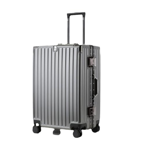 TidTop Reisekoffer Herren- und Damen-Aluminiumrahmen-Koffer, Trolley-Koffer, Boarding-Koffer, geräuschlos, Universal-Rad, Passwort-Box Trolley (Color : Gray, Size : 20) von TidTop