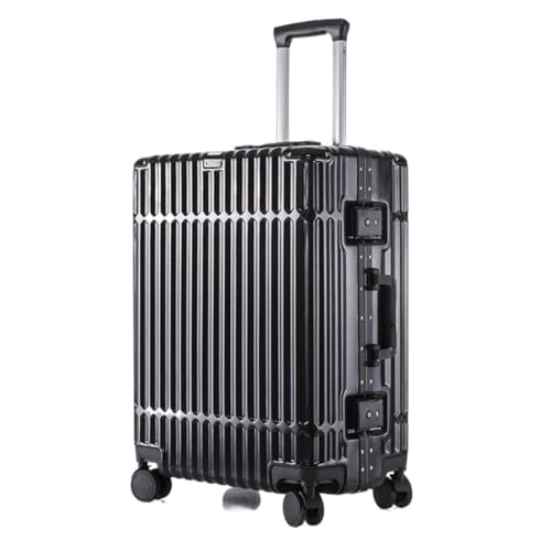 TidTop Reisekoffer Neuer multifunktionaler Koffer mit Aluminiumrahmen, Trolley-Koffer for Herren und Damen, Passwortbox, Boarding-Koffer Trolley (Color : Black, Size : 22) von TidTop