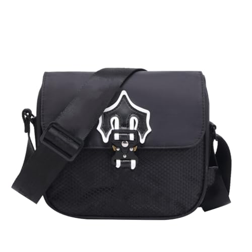 Crossbody Bag Breiter Gurt Mode Hip Hop Bauchtasche Messenger Bag Schultertasche Unisex Oxford Stoff Mode Umhängetasche für Freizeit Urlaub, Schwarz , One Size von Tidecc