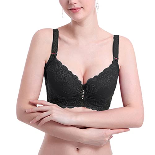 Tidecc Spitze BH für Frauen Push Up 3/4 Cup Bügel Dessous Bralette Verstellbar Alltag BHs Gr. 80C ,80D,80F, Schwarz von Tidecc