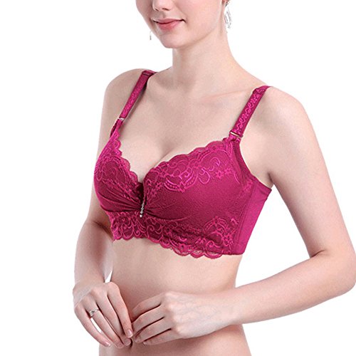 Tidecc Spitze BH für Frauen Push Up 3/4 Cup Bügel Dessous Bralette Verstellbar Alltag BHs, dunkelrot, 80C ,80D,80F von Tidecc