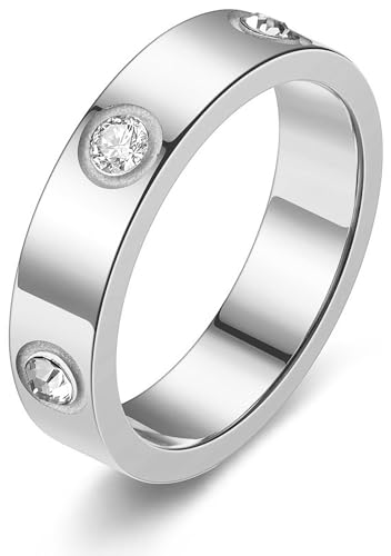 Tidefire Edelstahl Liebe Freundschaft Ring Aus Titanium Stahl Mit Cubic Zirkonia für Herren Und Damen (Silber 5-9) von Tidefire