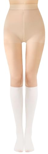 Tidefire Oberschenkel Strumpfhosen High Long Stocking Strapsstrumpfhose Socke für Damen (Weiß 42) von Tidefire