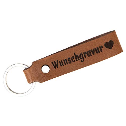 Tidero Schlüsselanhänger Leder mit Wunschgravur, individuelle Gravur - personalisiert Schlüsselbund Namen Auto - Geschenk für Männer Frauen Jahrestag - 100% Handmade in Germany - Braun Retro von Tidero