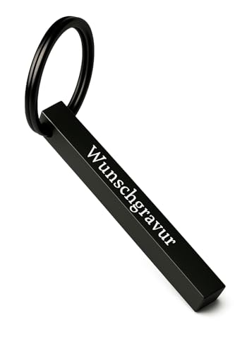 Tidero Cuboid Schlüsselanhänger mit Wunschgravur personalisiert - Gravur Wunschtext aus Edelstahl - Geschenk Weihnachten Männer Frauen - Quader personalisierbar - Schwarz (matt) (4-seitige Gravur) von Tidero