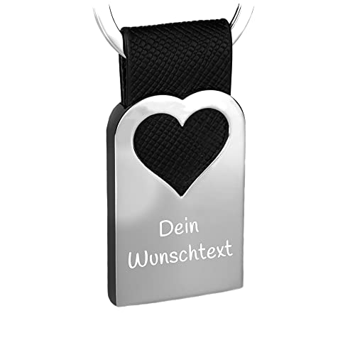 Tidero Schlüsselanhänger „Paris“ mit Herz personalisiert – mit Gravur Wunschgravur Wunschtext - Geschenk Liebe Weihnachten Männer Frauen - personalisierbar (PU-Leder (Muster)) von Tidero