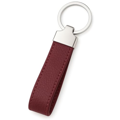 Tidero Schlüsselanhänger Leder Oslo | Geschenk Weihnachten Jahrestag Geburtstag Männer Frauen | 100% Handmade in Germany - Bordeaux Rot von Tidero