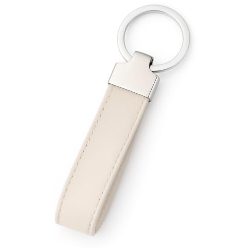 Tidero Schlüsselanhänger Leder Oslo | Geschenk Weihnachten Jahrestag Geburtstag Männer Frauen | 100% Handmade in Germany - Creme-Weiß von Tidero