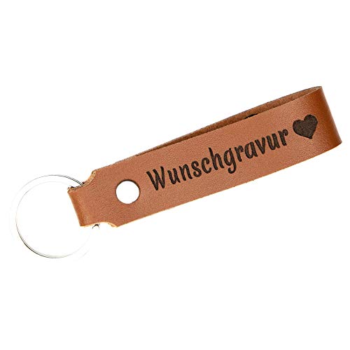 Tidero Schlüsselanhänger Leder mit Wunschgravur, BEIDSEITIG ANPASSBAR individuelle Gravur - personalisiert Schlüsselbund Namen Auto - Geschenk für Männer Frauen Handmade in Germany - Hellbraun von Tidero