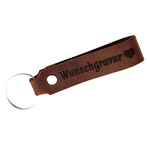 Tidero Schlüsselanhänger Leder mit Wunschgravur, BEIDSEITIG ANPASSBAR individuelle Gravur - personalisiert Schlüsselbund Namen Auto - Geschenk für Männer Frauen Handmade in Germany - Magic Brown von Tidero