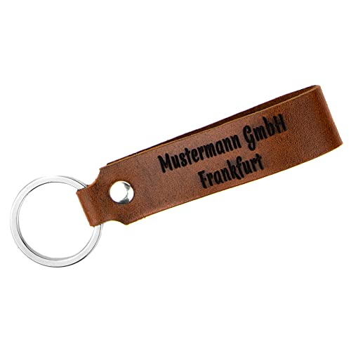 Tidero Schlüsselanhänger Leder mit Wunschgravur ZWEIZEILIG – personalisiert Wunschtext Gravur individuell – Geschenk Weihnachten für Männer Frauen Name Datum – Handmade in Germany – Wild Brown von Tidero