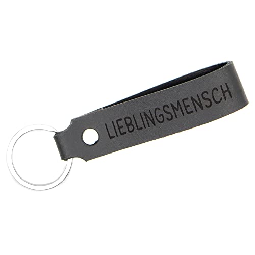 Tidero Schlüsselanhänger Lieblingsmensch - Leder Glücksbringer Anhänger mit Gravur - Geschenk für Frauen Männer Paare Freund Freundin - Handmade in Germany (Grau (personalisiert)) von Tidero