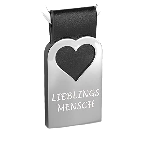 Tidero Schlüsselanhänger Metall mit Herz Lieblingsmensch – Glücksbringer Partner Anhänger Gravur - bester Freund, beste Freundin, Paar (PU-Leder (glatt)) von Tidero