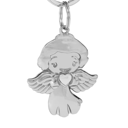 Tidero Schutzengel Schlüsselanhänger Grace - Engel Anhänger für Männer Frauen - Geschenk Weihnachten Glücksbringer Fahr vorsichtig Metall (Silber (matt)) von Tidero