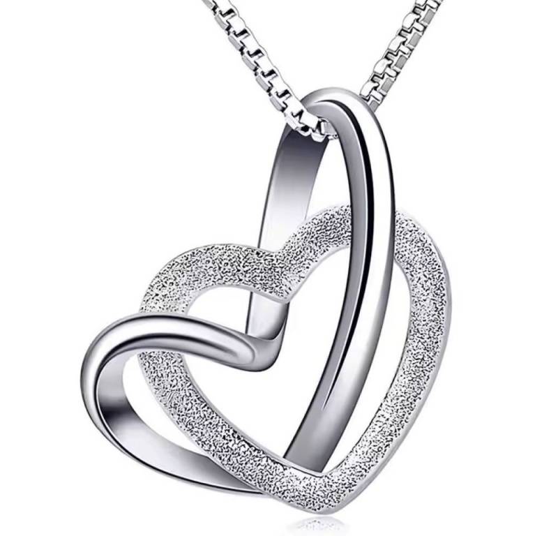 Tidy Kette mit Anhänger Kette mit Anhänger Halskette Silber 925 mit Geschenkbox 2 Herzen von Tidy