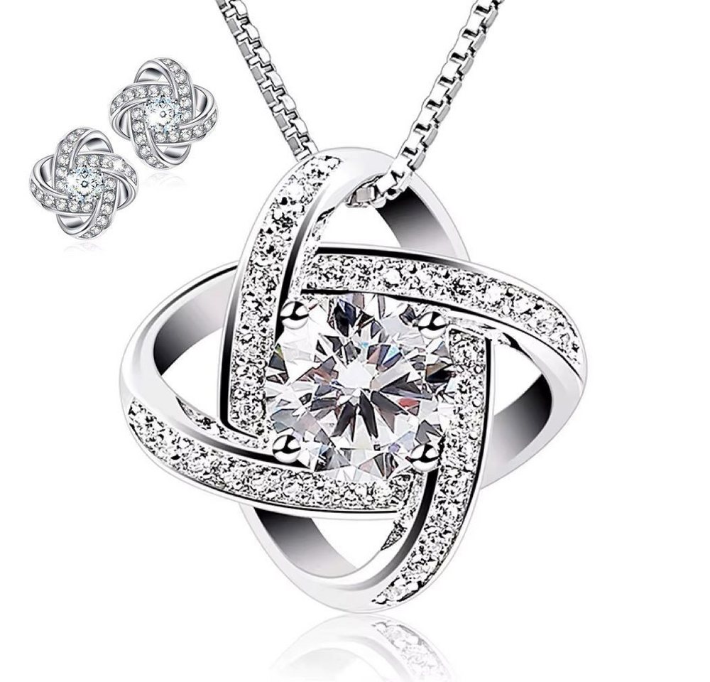 Tidy Ohrring und Ketten Set Schmuckset Halskette mit Ohrstecker aus 925 Silber "Knoten" von Tidy