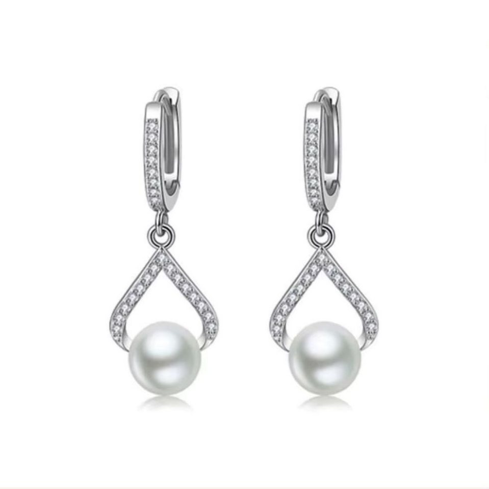 Tidy Paar Ohrhänger ZDADAN 925 Sterling Silber Perle Tropfen Ohrringe von Tidy