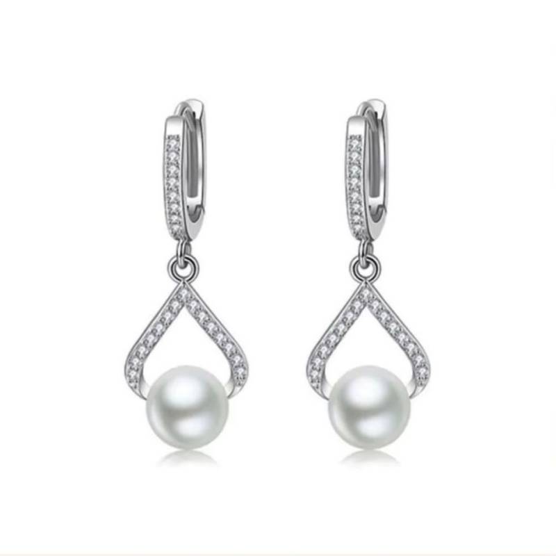 Tidy Paar Ohrhänger ZDADAN 925 Sterling Silber Perle Tropfen Ohrringe von Tidy