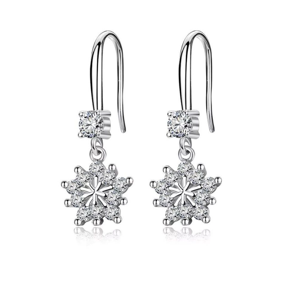 Tidy Paar Ohrhaken ZDADAN Ohrringe 925 Silber Schneeflocken Zirkon Damen Schmuck von Tidy