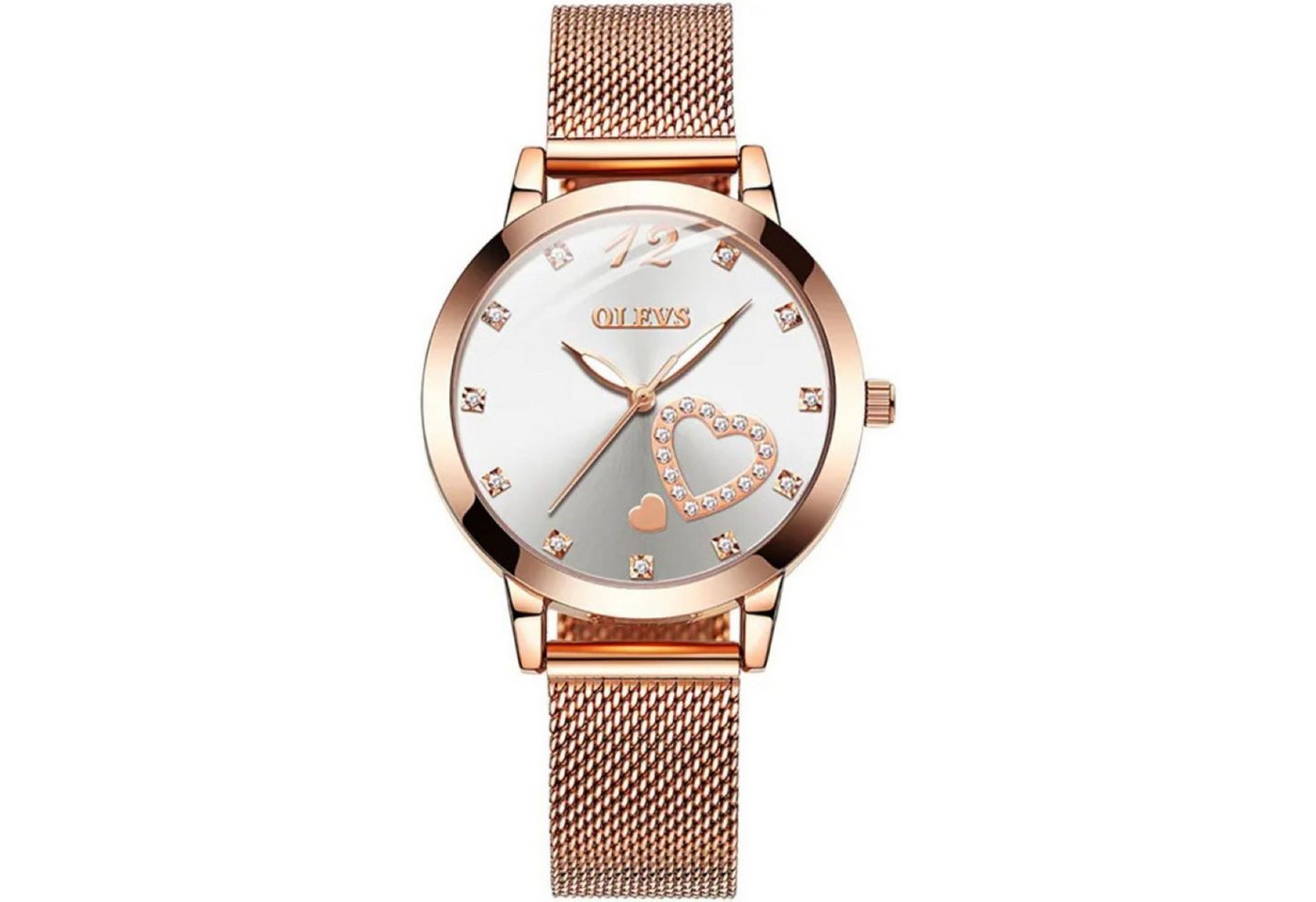 Tidy Quarzuhr Damenuhr Roségold mit Herz-Diamant – Glamouröse Schmuckuhr von Tidy
