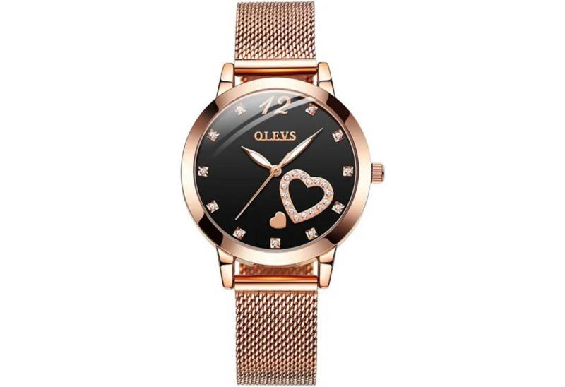 Tidy Quarzuhr Damenuhr Roségold mit Herz-Diamant – Glamouröse Schmuckuhr von Tidy