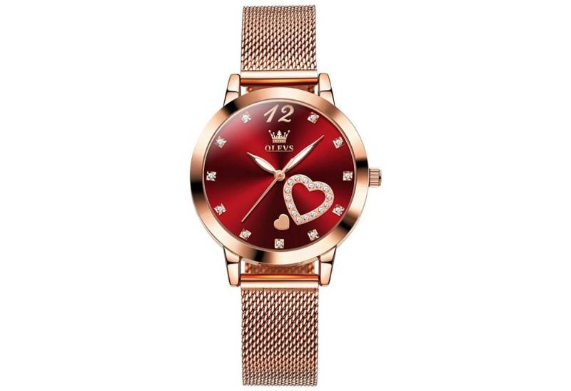Tidy Quarzuhr Damenuhr Roségold mit Herz-Diamant – Glamouröse Uhr von Tidy