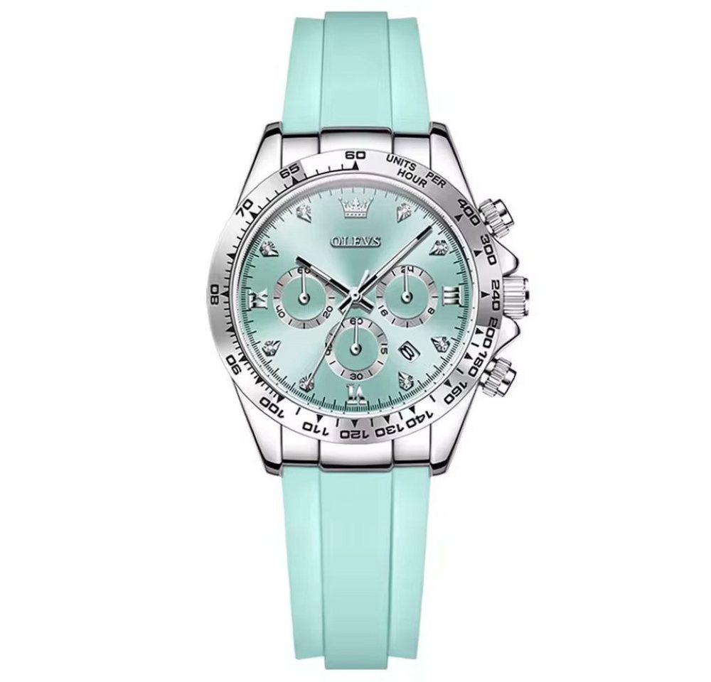 Tidy Quarzuhr Damenuhr – Sportliches Edelstahlgehäuse, Silikonarmband Chronograph von Tidy