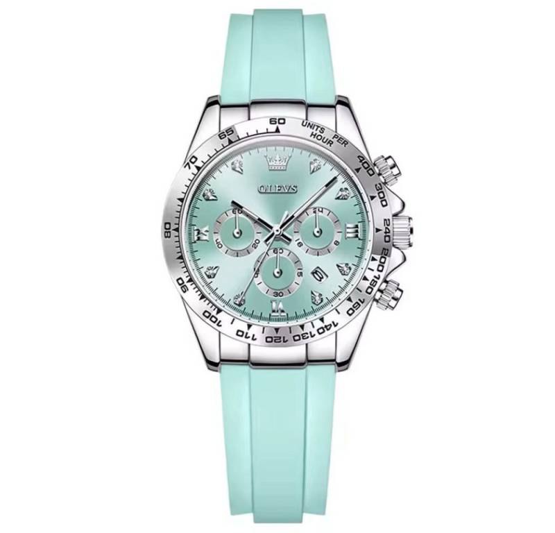 Tidy Quarzuhr Damenuhr – Sportliches Edelstahlgehäuse, Silikonarmband Chronograph von Tidy