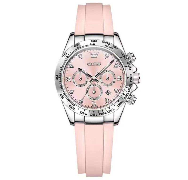 Tidy Quarzuhr Damenuhr – Sportliches Edelstahlgehäuse, Silikonarmband Chronograph von Tidy