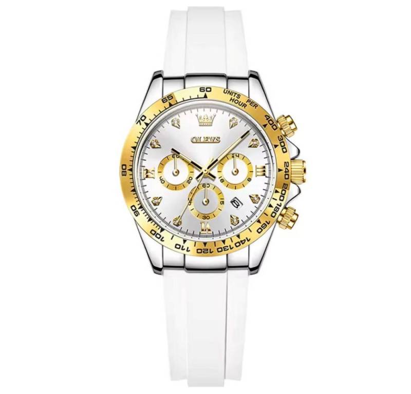 Tidy Quarzuhr Damenuhr – Sportliches Edelstahlgehäuse, Silikonarmband Chronograph von Tidy