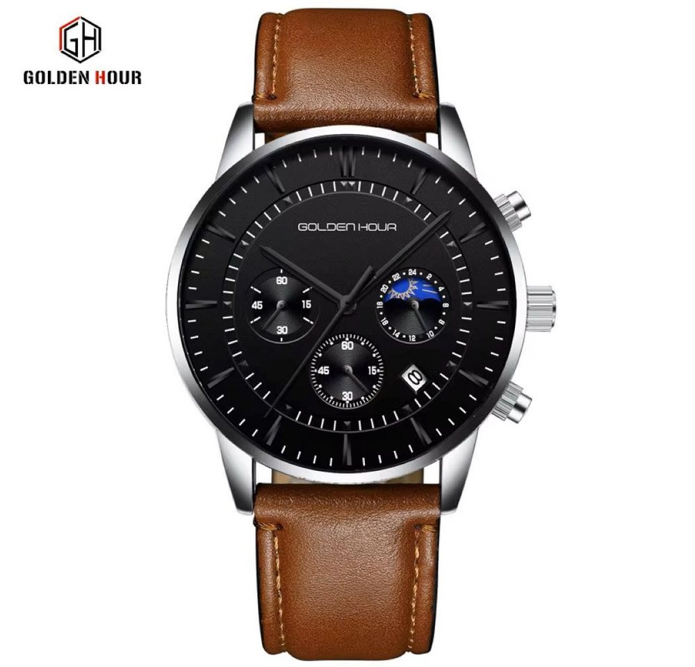 Tidy Quarzuhr Golden Hour Luxus Herrenuhr Chronograph Tag & Nacht Anzeige GH 126 von Tidy