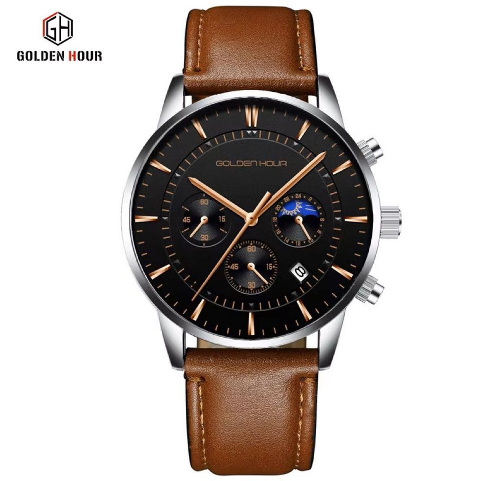 Tidy Quarzuhr Golden Hour Luxus Herrenuhr Chronograph Tag & Nacht Anzeige GH126 von Tidy