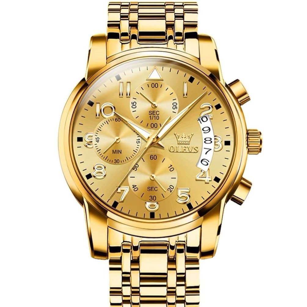 Tidy Quarzuhr Herren Chronograph Quarz Uhr Gold Design von Tidy