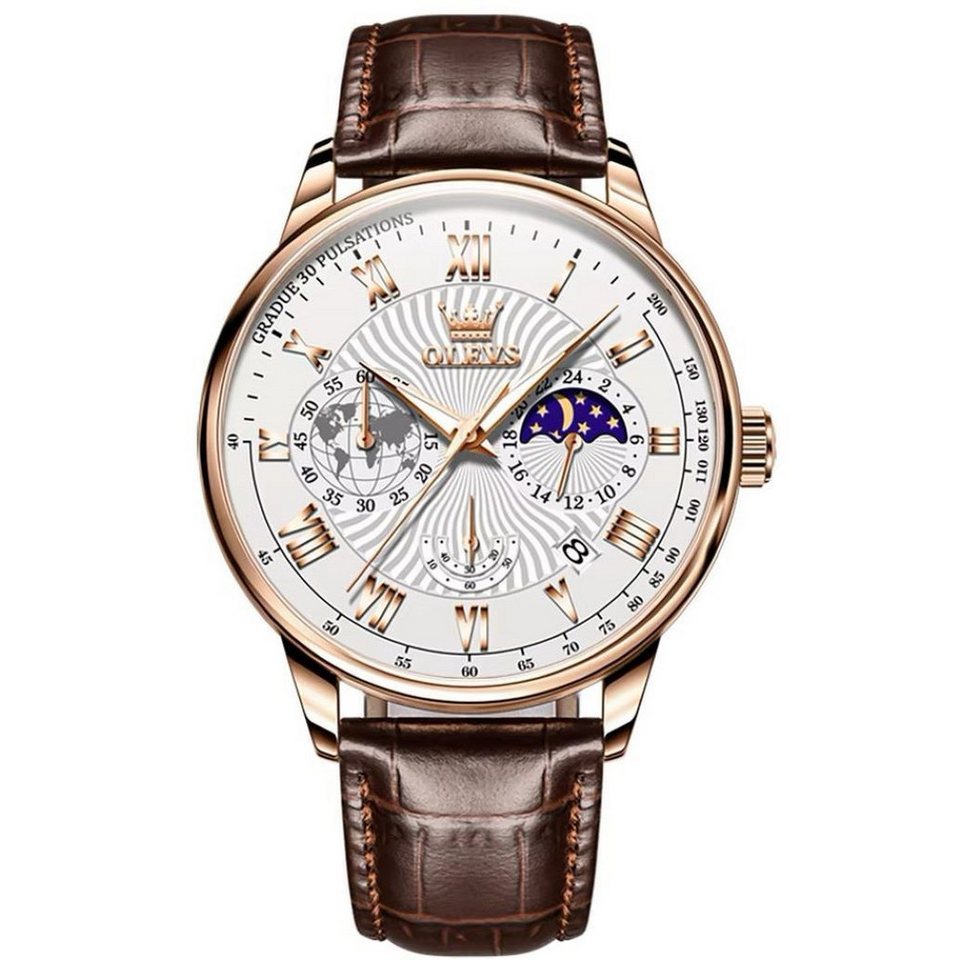 Tidy Quarzuhr Herren Chronograph Uhr – Lederarmband, klassisch elegant von Tidy