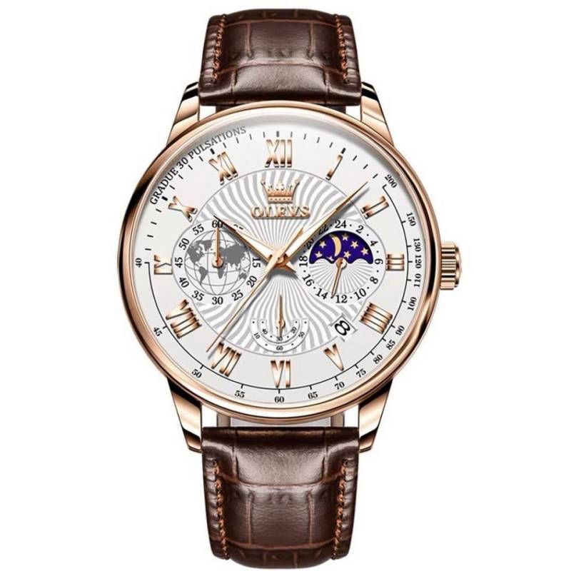 Tidy Quarzuhr Herren Chronograph Uhr – Lederarmband, klassisch elegant von Tidy