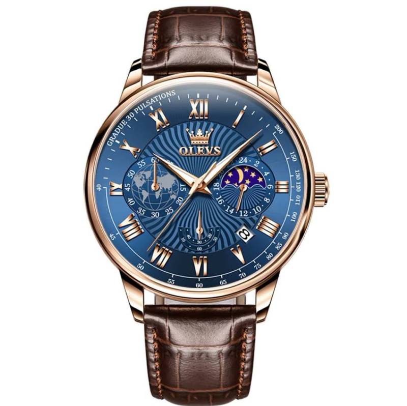 Tidy Quarzuhr Herren Chronograph Uhr – Lederarmband, klassisch elegant von Tidy