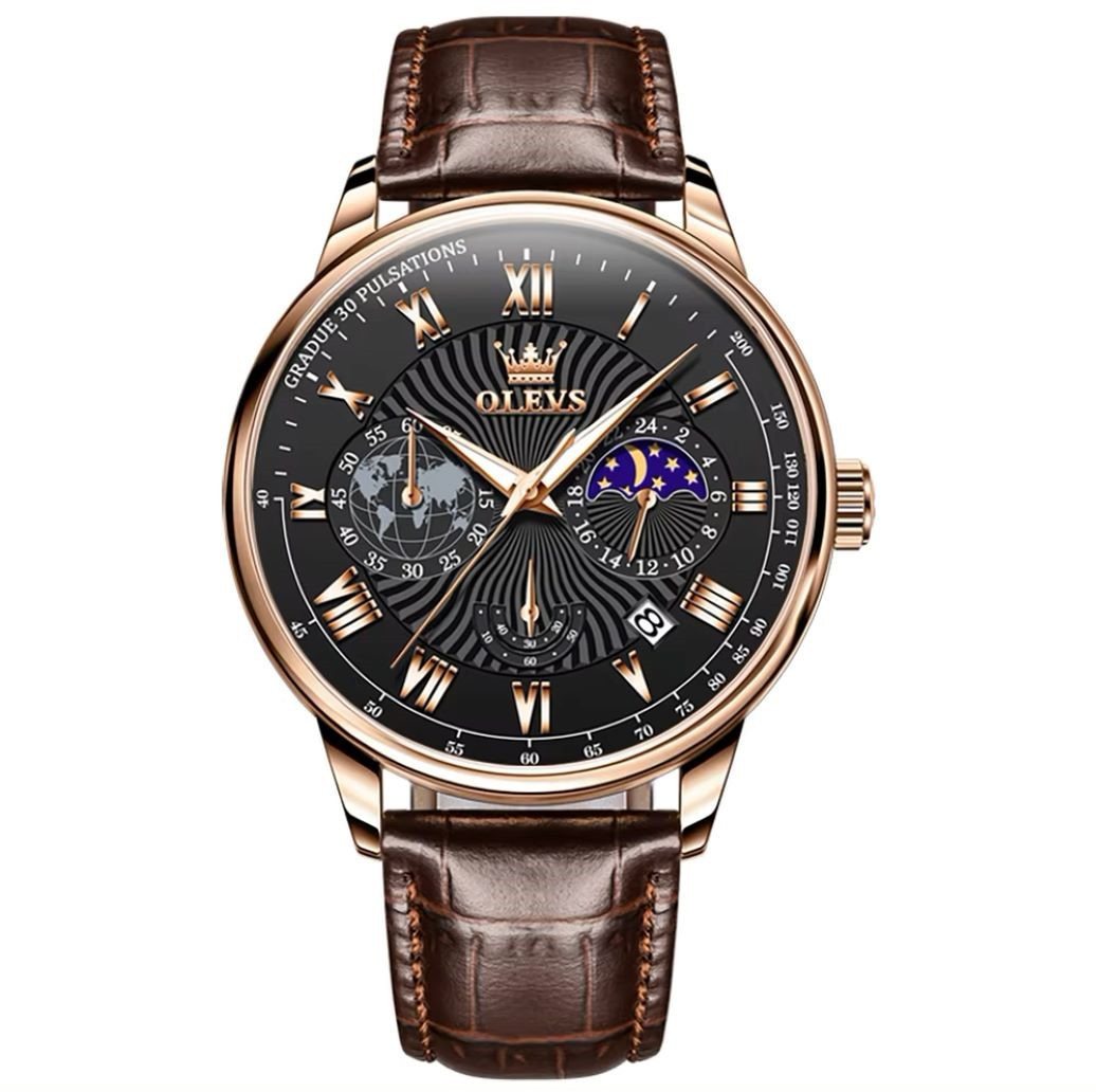 Tidy Quarzuhr Herren Chronograph Uhr – Lederarmband, klassisch elegant von Tidy