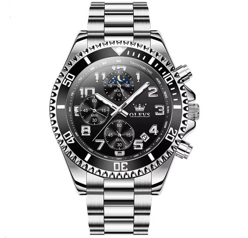 Tidy Quarzuhr Herren Chronograph Uhr mit Tag Nacht Anzeige Edelstahl Armband von Tidy