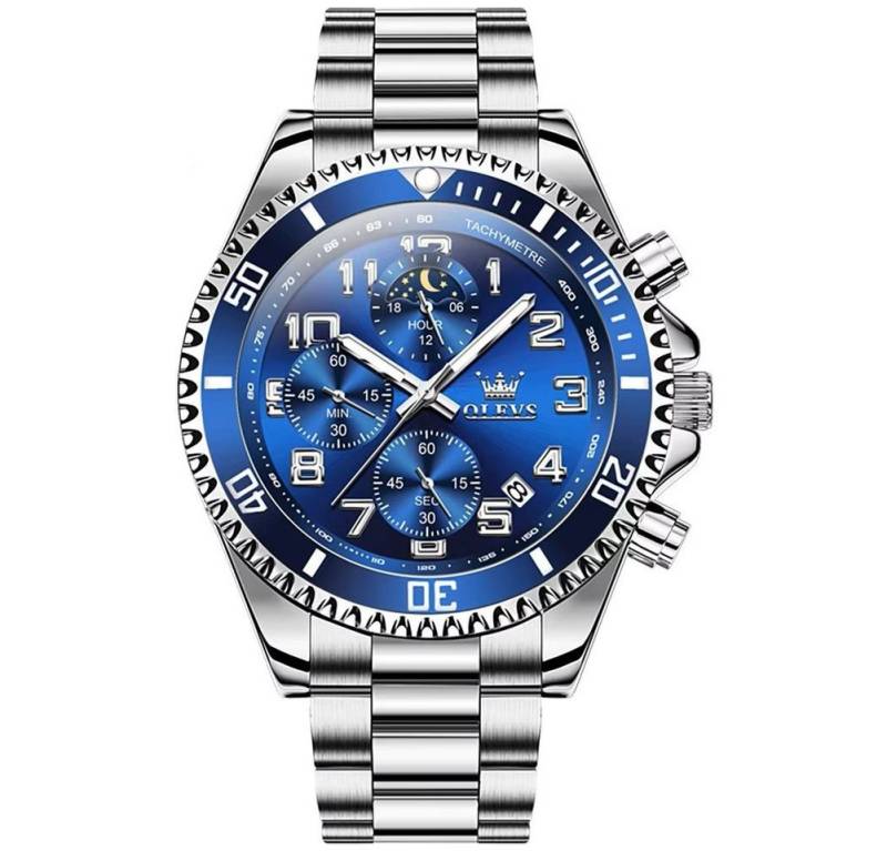 Tidy Quarzuhr Herren Chronograph Uhr mit Tag Nacht Anzeige Edelstahl Armband von Tidy