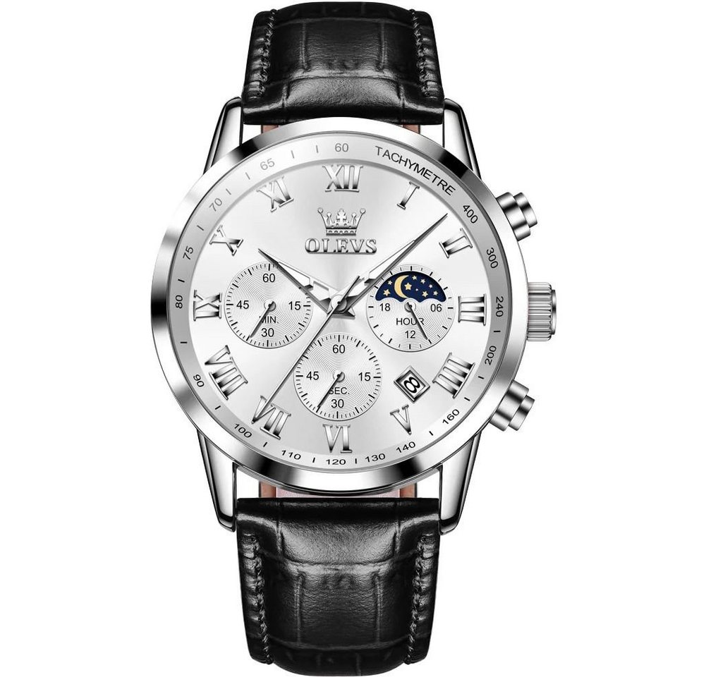 Tidy Quarzuhr Herrenuhr Chronograph mit Tag-Nacht Anzeige & Lederband von Tidy