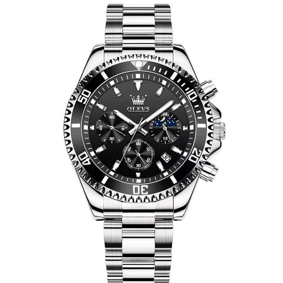 Tidy Quarzuhr Herrenuhr Chronograph mit Tag & Nacht Anzeige – Metallarmband von Tidy