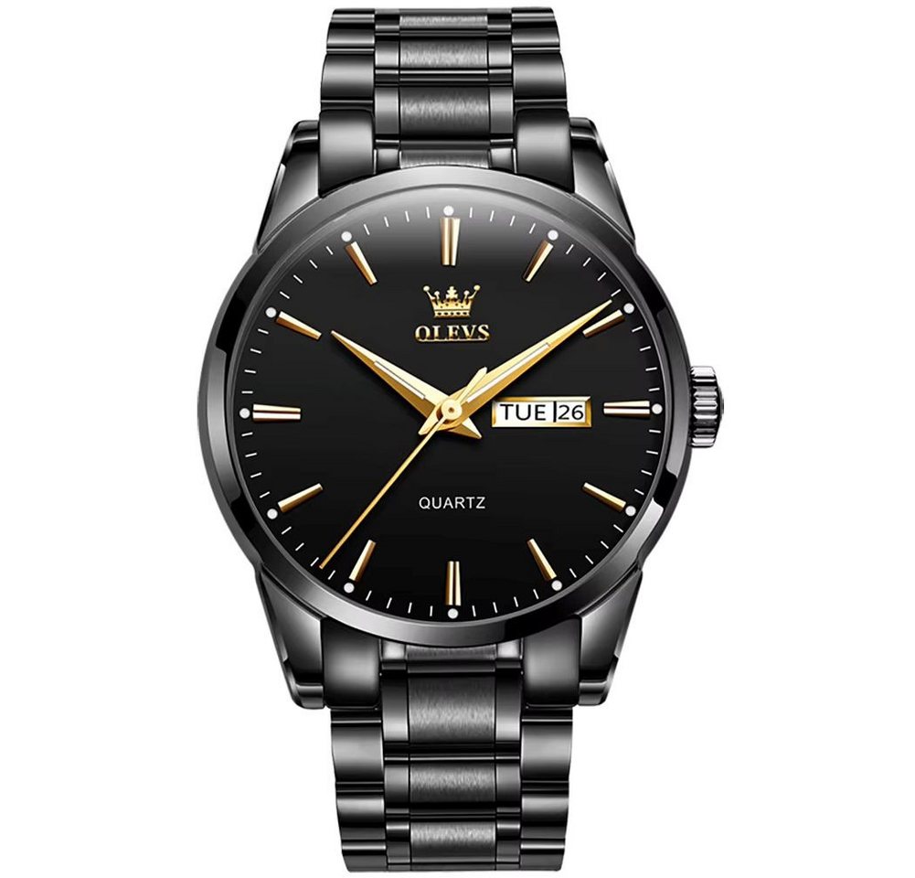 Tidy Quarzuhr Herrenuhr – elegantes schwarzes Zifferblatt Quartz-Uhr von Tidy